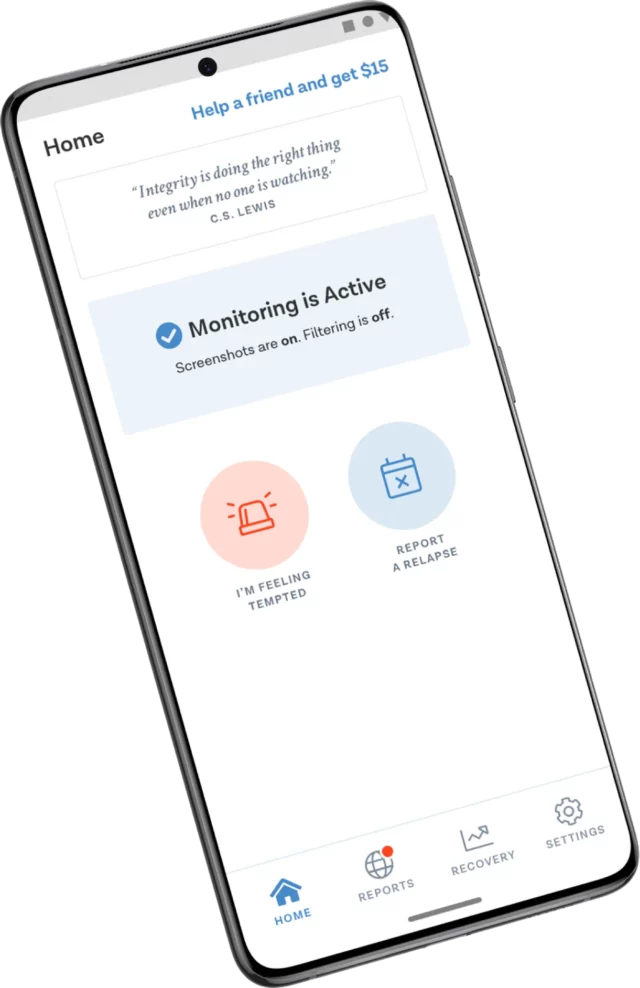 Ever Accountable running on an Android phone