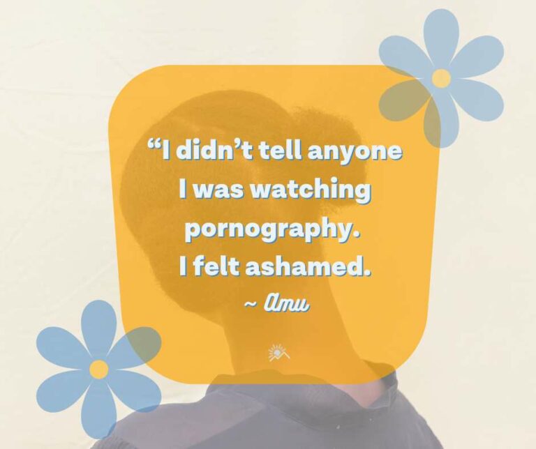 Graphic Quote with flowers breaking bondage to porn - Amu's story