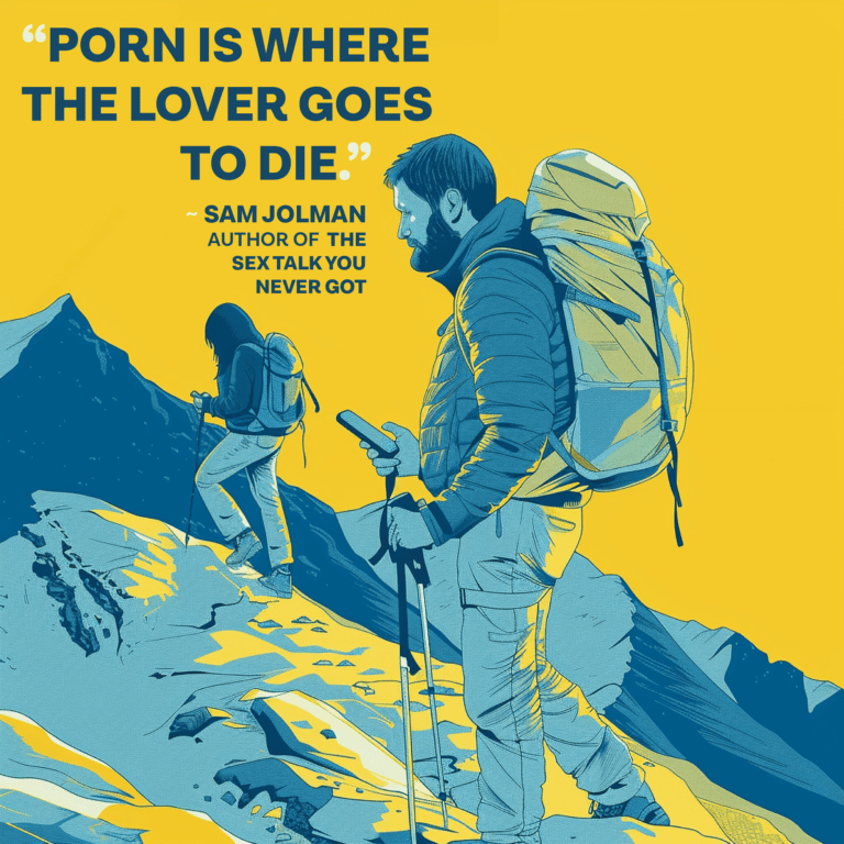 Couple climbing a mountain together, book review on The Sex Talk You Never Got, by Sam Jolman